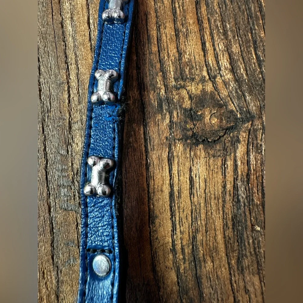 Blue Leather Dog Collar